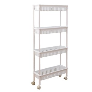 White 3 Tier Storage <b>Rack</b> With Wheels Multi Layer Standing Organizer For Kitchen Bathroom Bedroom - Product Image 1