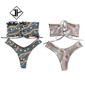 New Custom Private Label Custom Bikini Printed <b>Swim</b> Suits Bikini Set Hawaiian Bathing Suits for Women - Product Image 3