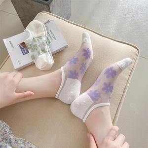 Chaussettes transparentes en coton pour femmes, fines, fraîches et fraîches, antidérapantes, sans spectacle, été, - Product Image 2