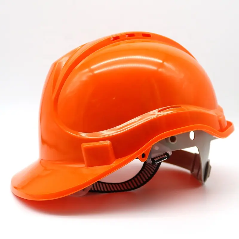 Agujeros de ventilación naranja HDPE materiales hebilla forro de plástico de protección del trabajo duro sombreros construcción casco de seguridad