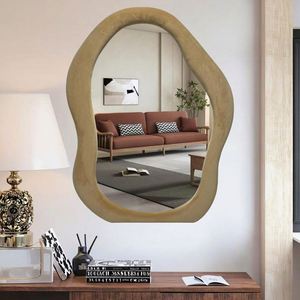 Espejo de Pared Decorativo de Lujo Moderno Hecho a Mano de Forma Irregular Irrompible, Espejo de Salón Grande Asimétrico - Product Image 1