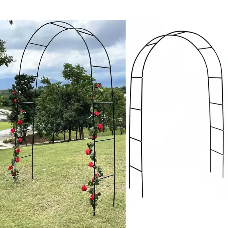 DD2610 Porta em arco de aço 2.4x1.4, arco de metal para pergolado, decoração de quintal, festa de casamento, jardim, planta de escalada, caramanchão