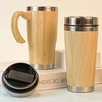Botol air termos portabel penjaga panas Bambu tahan karat ramah lingkungan dengan Logo kustom
