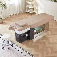 Table de lavage de cheveux professionnelle inclinable avec design incurvé, cuvette en céramique, pour massage thaïlandais, hydrothérapie et lit de spa capillaire
