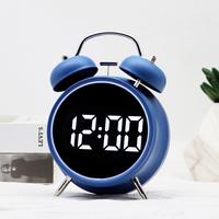 Reloj Despertador Digital Moderno con Logotipo Personalizado, Espejo LED, Sonido Superfuerte, Funciona con Batería, Doble Campana, Diseño Silencioso