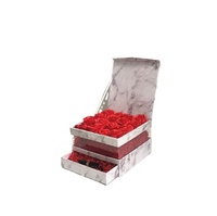 Boîte-cadeau à fenêtre transparente carrée de haute qualité avec laminage brillant pour l'emballage de fleurs et la Saint-Valentin