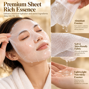 Hoja de máscara facial dorada de lujo con vitamina C e ingredientes herbales antiarrugas hidratante y reafirmante para una piel de aspecto más joven - Product Image 6