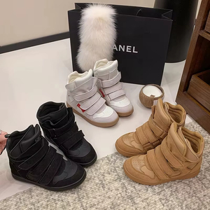 Custom Style Invisible Height-increasing <strong>Women's</strong> Wedge-heel Velcro Sneakers Anti-Skid High-rise All Seasons - Product Image 1