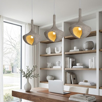 Luminaire suspendu LED en tissu style crème, design rétro américain Wabi Sabi, pour chambre, bureau, salle à manger, salon