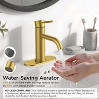 Keran Kamar Mandi Stainless Steel 304 Satu Lubang Sensor Sentuh, Terpasang di Dek, Warna Emas Disikat, Hitam Krom, Mixer Air Panas Dingin untuk Wastafel
