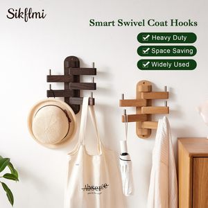 Swivel <strong>Coat</strong> <strong>Hooks</strong> for Walls Decorative <strong>Oak</strong> Wood <strong>Coat</strong> Rack Wall Shelf for Bedroom Living Room Bathroom Office Wood Wall <strong>Hooks</strong> - Product Image 5