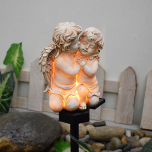 Lámpara Solar de Jardín con Diseño de Pareja de Ángeles, LED, Impermeable, Decorativa para Exteriores, para Patio, Jardín y Paisajismo - Product Image 1