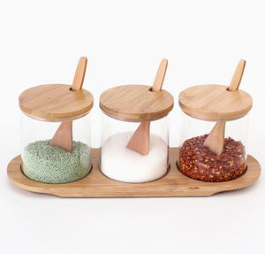 Juego de 3 Recipientes de Vidrio de Borosilicato con Cucharas Hechas a Mano, Utensilios de Cocina Multifuncionales para Condimentos - Product Image 3