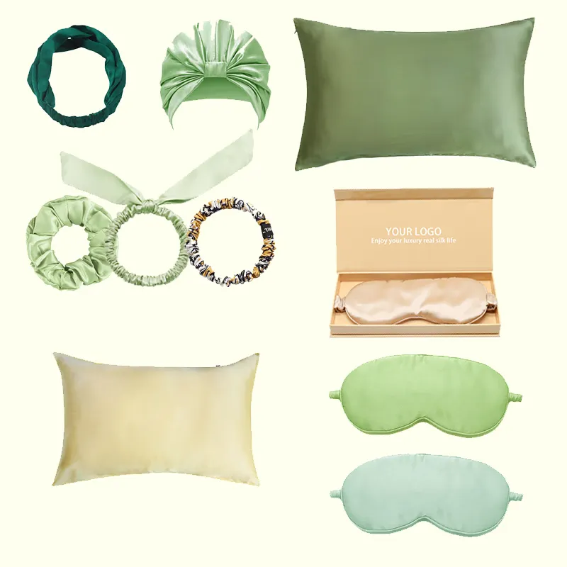 Custom Luxury 100%Mulberry Silk Pillowcase And Silk Eye Mask Sets With Gift Box For Sleeping