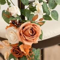 Décoration de chaise de mariage d'automne allée Pew église fleurs artificielles verdure Swags banc cérémonie réception fête décor extérieur