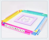 Nouvelle règle de tri de tuiles de mahjong à motif coquille, 5 mm, en acrylique, support poussoir pour cartes et jeux de société, 1 ensemble de 4 pièces, boîte en papier kraft