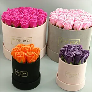 Romantische Samtbox Runde Form Blumenstrauß Box Verpackung Caja De Flores