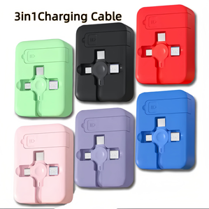 Taşınabilir 3-in-1 hızlı şarj geri çekilebilir veri kablosu özel Logo kutusu dolu çok fonksiyonlu telefon şarj kablosu promosyon - Product Image 1