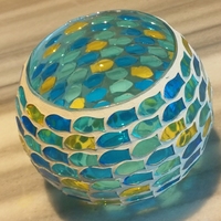 Décoration Diwali en gros, petits bougeoirs, bleu ciel, étoile de mer, mosaïque de verre, pot à bougie pour décoration intérieure