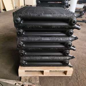 Radiatore BGL 76cm in Ghisa Stile Rococò <span class=keywords><strong>a</strong></span> Due Colonne, Montaggio <span class=keywords><strong>a</strong></span> <span class=keywords><strong>Pavimento</strong></span>, Anticorrosione, Design Grafico Nero Primer - Product Image 5