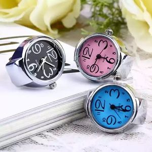 <span class=keywords><strong>Montre</strong></span> bague pour femme/fille, élégante, en acier, cadran rond, quartz élastique, bague avec <span class=keywords><strong>montre</strong></span>, taille mini, cadeau pour étudiant - Product Image 1