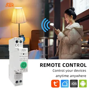 Tuya 1P + N wifi thông minh chuyển đổi Smartlife 40A năng lượng mét kWh đo giám sát ngắt mạch hẹn giờ Relay MCB