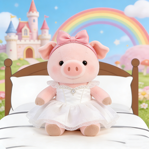 Jouet en peluche cochon de mariage personnalisé 2026, mignon, créatif, animal en peluche cochon, poupée cochon avec robe de mariée blanche, cadeau parfait pour les filles - Product Image 1