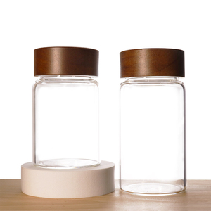 Recipiente de Almacenamiento Hermético de Vidrio de Borosilicato Alto Acacia Mangium para Granos de Café, Jengibre Seco y <span class=keywords><strong>Cereales</strong></span> Mixtos - Product Image 1