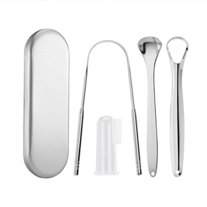 Rascador <span class=keywords><strong>de</strong></span> <span class=keywords><strong>lengua</strong></span> <span class=keywords><strong>de</strong></span> acero inoxidable <span class=keywords><strong>de</strong></span> grado médico, 3 en 1, con estuche <span class=keywords><strong>de</strong></span> transporte - Product Image 3