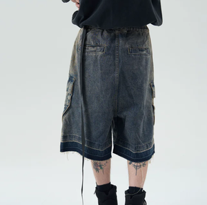 Wide-leg <strong>Drawstring</strong> Wash Short Denim <strong>Jeans</strong> Ripped Done up Straight <strong>Jean</strong> Shorts Custom Denim Shorts Men's Jogger Short <strong>Jeans</strong> - Product Image 4