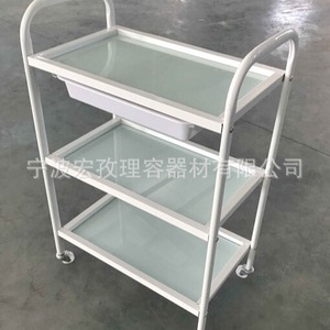 Hongzi Salon <b>Trolley</b> 3 Tier Stainless Steel Mobile Storage Rack For Hairdressing Salon Equipment With 4 Wheels Easy <b>Moving</b> - Product Image 2