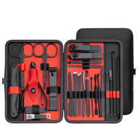 Luxe 10-36 pièces manucure pédicure Kit en acier inoxydable coupe-ongles outils de suppression de cuticules Kit de toilettage avec étui de voyage
