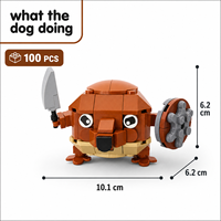 Set de 100 Bloques de Construcción con Diseño de Meme '¿Qué Hace el Perro?', Lindo Perro con Espada y Escudo, Modelo de Ladrillos para Armar, Juguete Decorativo para Niños y Adultos