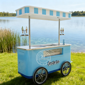 <span class=keywords><strong>Vans</strong></span> Hot Dog mobili Gelato Food Truck Push Cart Street Food Cart vetrina vetrina vetrina per gelateria - Product Image 2