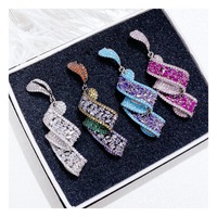 Boucles d'oreilles TIANSH, nouveau modèle, mode, exagération, luxe, ruban, zircon, boucles d'oreilles de soirée, robe de soirée, boucles d'oreilles de mariée