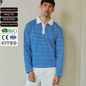 Polo de Punto a Rayas de Manga Larga Personalizado para Mujer, Cuello en Contraste, Corte Regular, Ropa Casual, 100% Algodón Transpirable, OEM ODM - Product Image 1