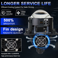JHS Phare Bi-Led Laser Haute Qualité 140W 3 Pouces, Lentille de Projecteur Bi-LED 3.0, Phare LED à LOGO Personnalisé Lampe H4 pour Voiture Universelle