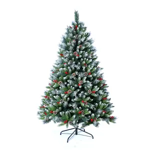 2023 nuovo design tiktok MX pigna di bacche rosse albero di natale bianco come la neve In stock per la spedizione del giorno successivo