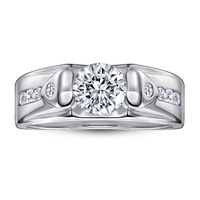 Bague Classique pour Homme en Argent Sterling 925 avec Zirconium Cubique, Plaqué Rhodium, Bijoux Fins pour Fiançailles, Mariage, Anniversaire, Cadeau de Fête