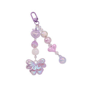 Nouveau porte-clés de voiture Q1242 en acrylique électroplaqué, moderne et minimaliste, avec nœud coloré, pendentif, accessoires de sac perlés aux couleurs vives et fraîches - Product Image 5