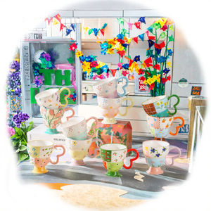 Taza Alta de Cerámica Pintada a Mano con Relieve, con Asa, para Café, Leche, Avena, <span class=keywords><strong>Desayuno</strong></span>, Uso Doméstico - Product Image 3