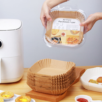 Papier de cuisson pour friteuse à air, antiadhésif, double face, jetable, écologique, résistant au four, 100 pièces, carré, rond, pour pizza et aliments