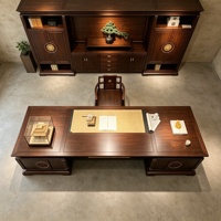 LBZ-308X Nouveau bureau de direction en bois noir et or de style chinois haut de gamme avec armoire latérale et chaise, personnalisation possible