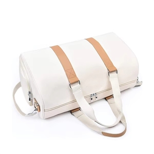 Large Capacity Canvas Weekender Carry-On Duffle <b>Bag</b> with Zipper Closure and Bottom Shoe Compartment for Unisex Travel - Product Image 3