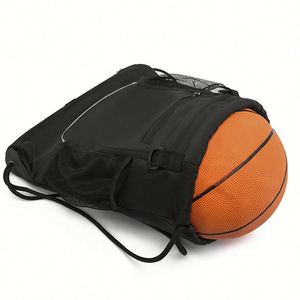 Custom Logo Children's Waterproof Nylon <b>Drawstring</b> <b>Backpack</b> Ball Pockets for Basketball/Soccer Training-Promotional Sports Gift - Product Image 6