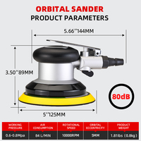 ULEMA -C105 Pulidora Neumática Automotriz de 125 mm, Lijadora Orbital Aleatoria de Aire de 5 Pulgadas con Velocidad Variable para Coche, con Base Autoadhesiva para Chasis