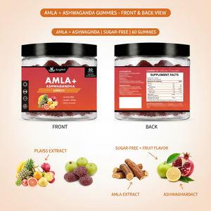 Gomitas de Ashwagandha y Fruta de <span class=keywords><strong>Amla</strong></span> Kangherb, Suplemento Dietético Herbal para el Apoyo Inmunológico y el Crecimiento del Cabello, Uso en Adultos - Product Image 2