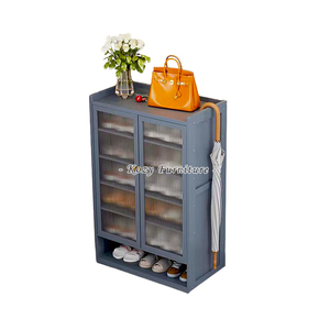 Armoire de rangement de <span class=keywords><strong>chaussures</strong></span> à porte en verre moderne salon étagère à <span class=keywords><strong>chaussures</strong></span> à double porte simple présentoir armoire de rangement organisateur - Product Image 1