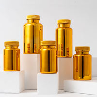 Bouteille en plastique PET de luxe plaquée or avec bouchon à vis, vide, pour capsules, pilules et vitamines, 80ML 100ML 120ML 150ML 200ML