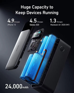 Banco de Energía <span class=keywords><strong>Anker</strong></span> <span class=keywords><strong>737</strong></span> (PowerCore 24K) de Alta Capacidad, 24000mAh, Cargador Portátil de 3 Puertos con Salida de 140W y Pantalla Digital Inteligente - Product Image 4